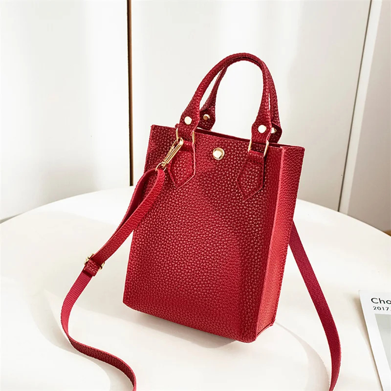 Womens Handbag Fashion Simple Large Capacity Lychee Pattern One Shoulder Phone Money Cosmetics Females Crossbody Bags 250207