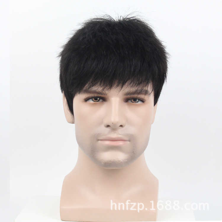 All true Hair Wig Mens real hair wig inch short hair handsome round inch hair inch flat head natural ventilationW250210