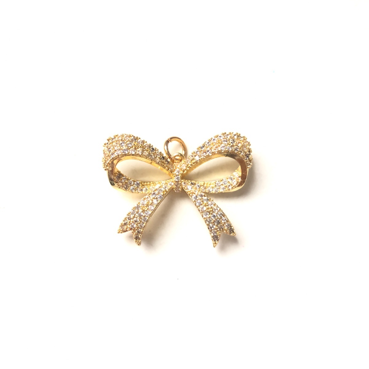 5pcs Bow Tie Charms for Women Bracelet Necklace Making Cubic Zirconia Pave Bling Pendants Jewelry DIY Accessory Supply Wholesale