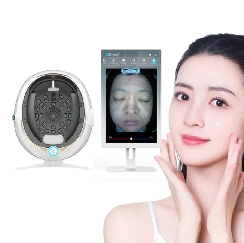 Newest Smart 3D 8 Spectrum Moji Skin Analyzer Pigmentation Acne Skin Texture Facial Scanner Tester Big Screen