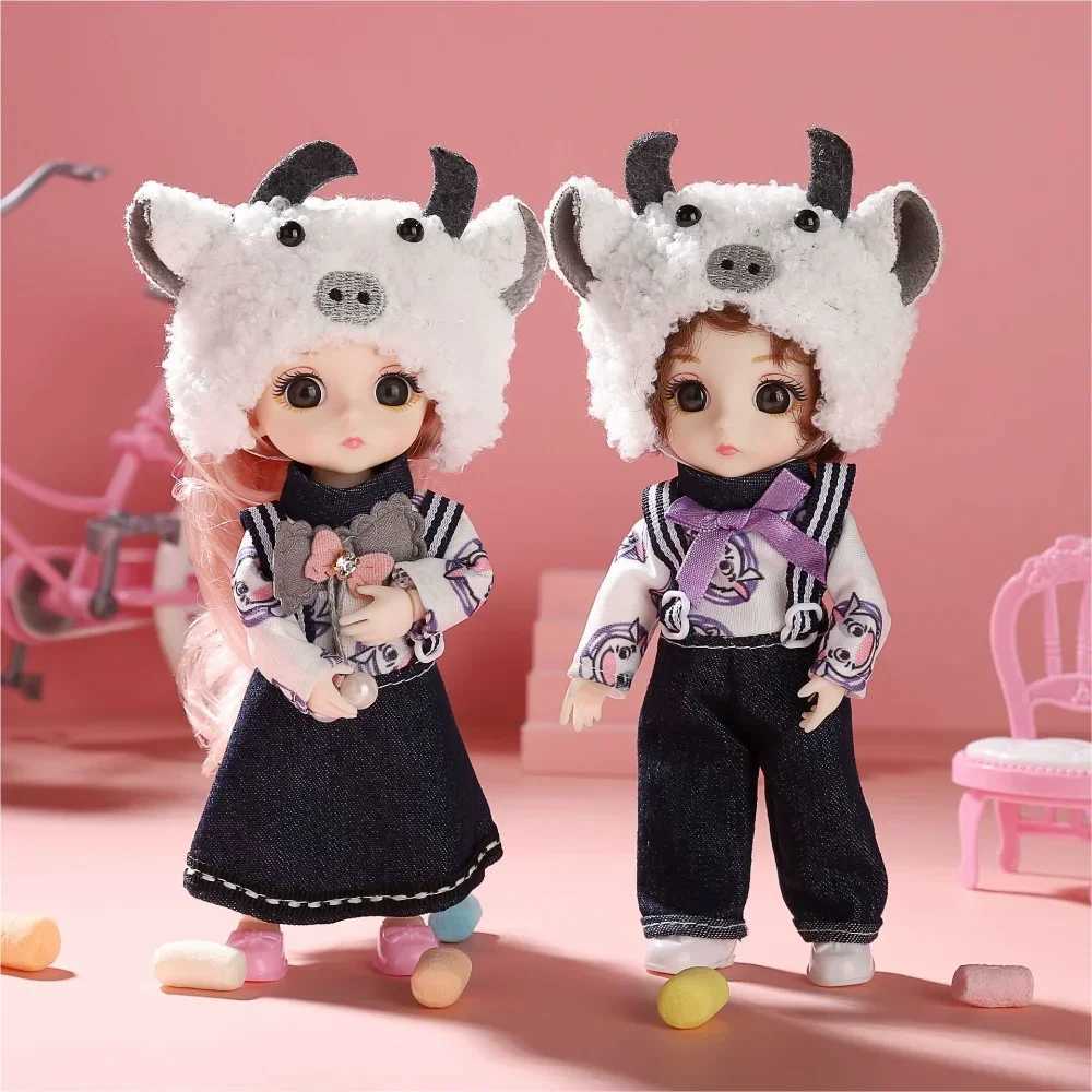 16cm BJD Doll 1/12 with Clothes and Shoes Movable 13 Joints Cute Sweet Face Girl Gift Child Toys Princess Doll DIY Dress Up Doll X250210