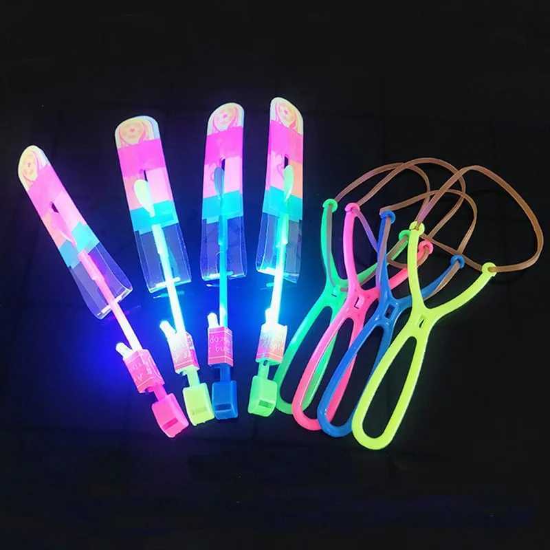 3/10Pcs Funny Luminous Slingshot Flying Arrow LED Light Up Flashing Dragonfly Glow for Kids Party Toys Gift To Brighten The Sky W250210