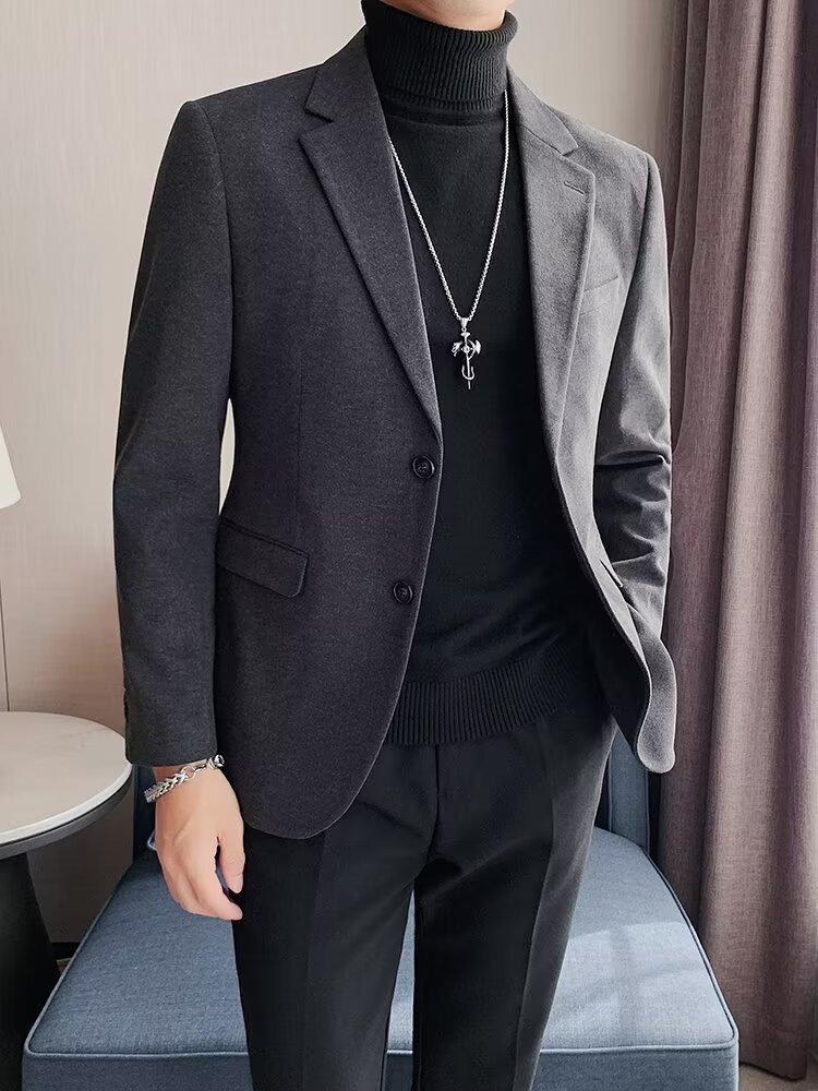 S208High-Quality Korean Slimline Men's Coat - Trendy and Comfortable Casual Outfit