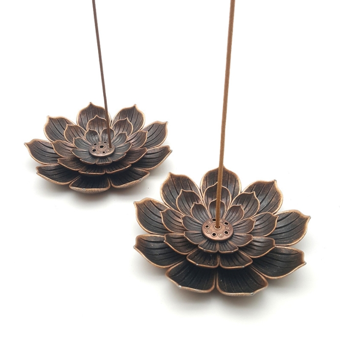Alloy Incense Burner Stick Holder Buddhism Lotus Line Incense Plate Sandalwood Coil Base Temples Yoga Studios Home Decoration