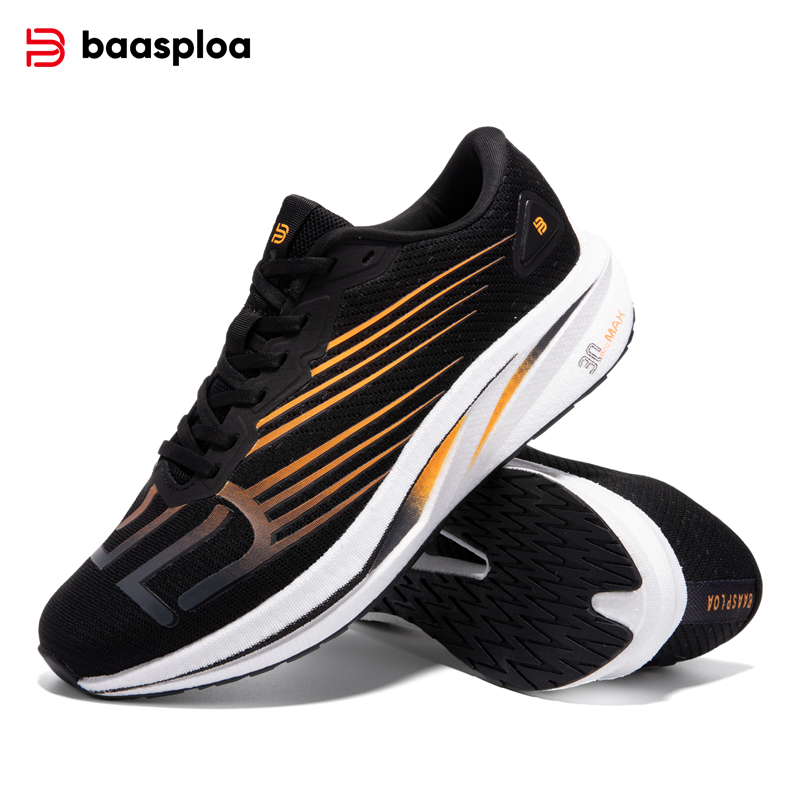 Baasploa Men Running Shoes Carbon Plate Professional Jogging Sneakers Male Outdoor Breathable Anti-slip Sports Shoes