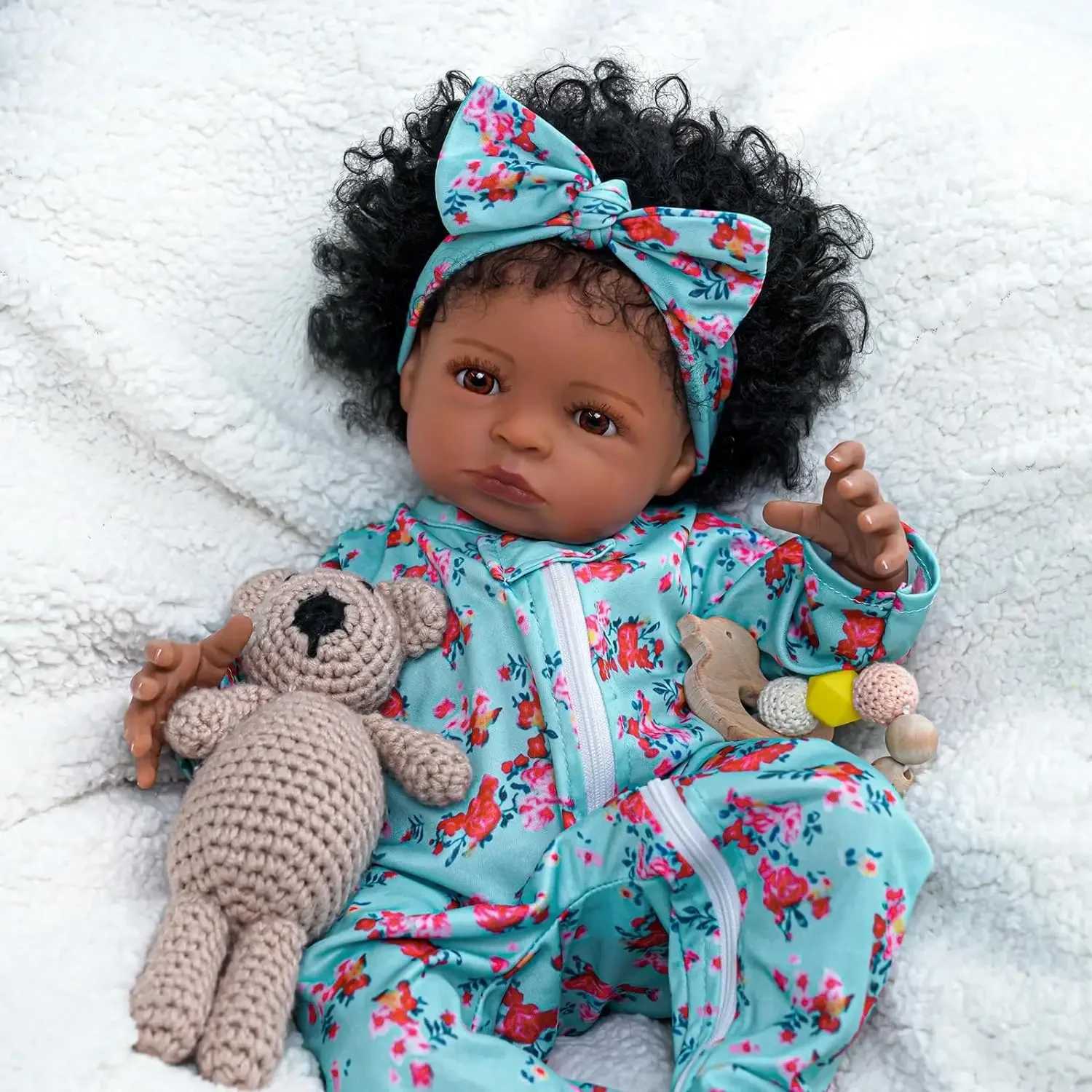 20 Inch Finished Reborn Baby Dolls Dark Skin Lanny African American Doll Princess Black Girl Vinyl Cloth Body Newborn Toy X250210