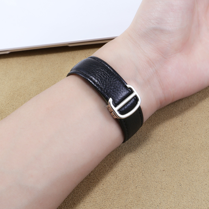 Leather strap KDY double tailed lychee pattern 20/22/23/25mm cowhide wristband suitable for tanks