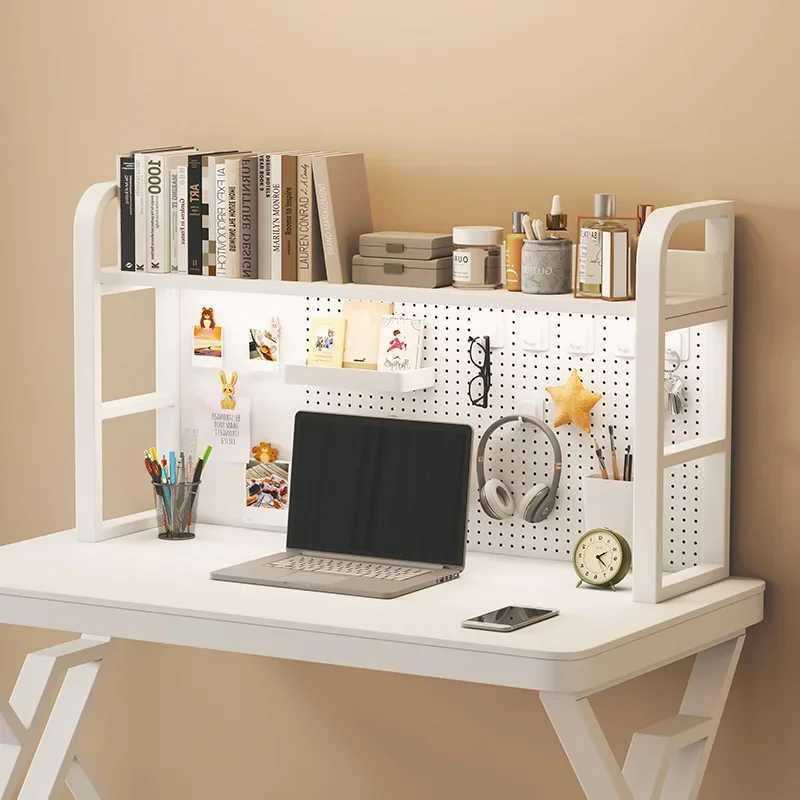 Storage Holders Racks Minimally modern office desk with multi layer wrought iron storage rack student home computer desktop perforated board bookshelf