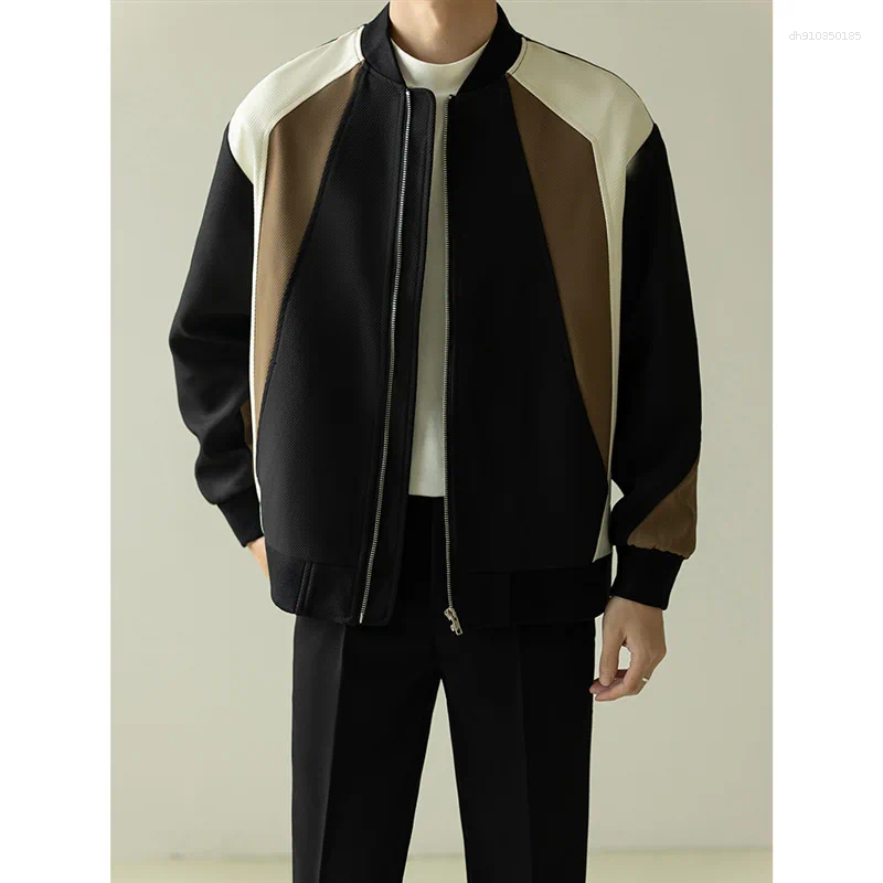 Men's Jackets American Versatile Casual Jacket Spring And Autumn Item Korean Version Light Mature Style Spliced Baseball Collar Top