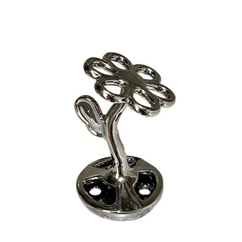 Flower shaped storage rack creative ceramic storage rack Bathro jewelry teeth storage rack decoration organizer Y250210