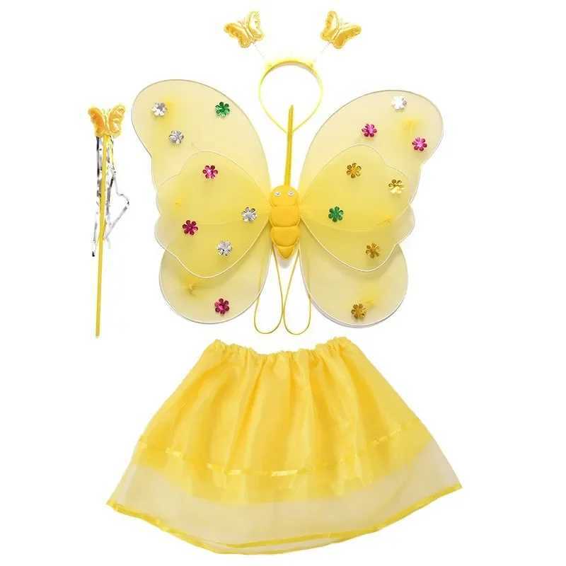 2-6 Year LED Children Costume Props Girls Skirts Luminous Wing Toys Flashing Butterfly Wing Skirt Set Kids Luminous Party Toys W250210