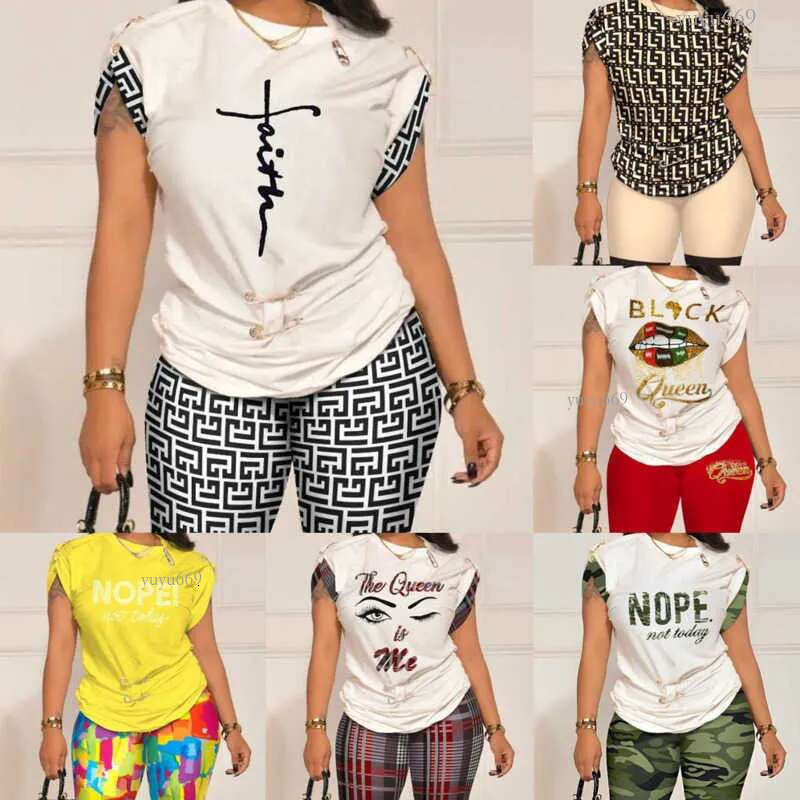 Designer Plus Size 3xl Tracksuits Women Summer Fashion Casual Two Piece Set Digital Print Short Sleeve And Shorts 2 Piece Outfits