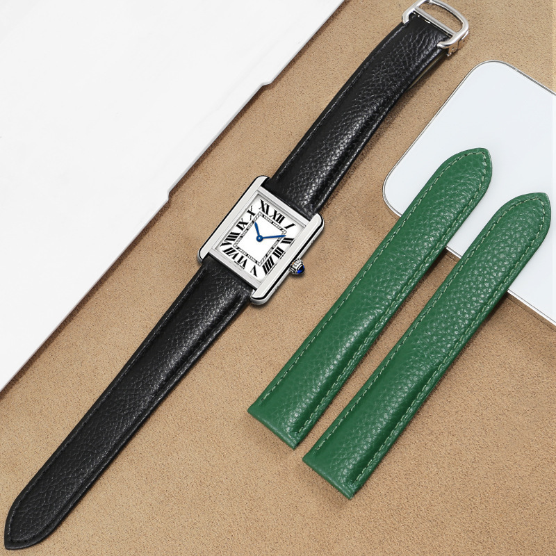 Leather strap KDY double tailed lychee pattern 20/22/23/25mm cowhide wristband suitable for tanks