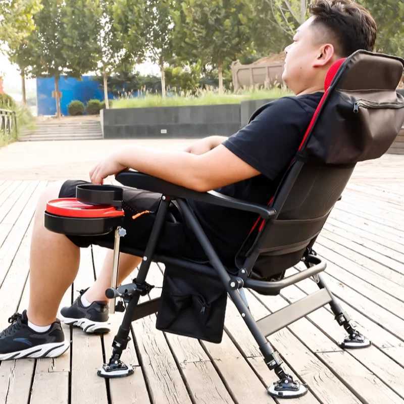 Outdoor Retractable Fishing Chair Portable Fishing Chair With Adjustable Stool Folding Camping Chair Fishing Equipment X250210