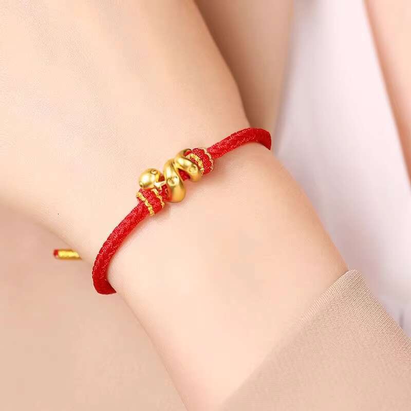 2025 New Year Zodiac Snake Lucky Braided Rope Bracelet Red Thread String Adjustable Bracelets for Womern Men Amulet Jewelry Gift