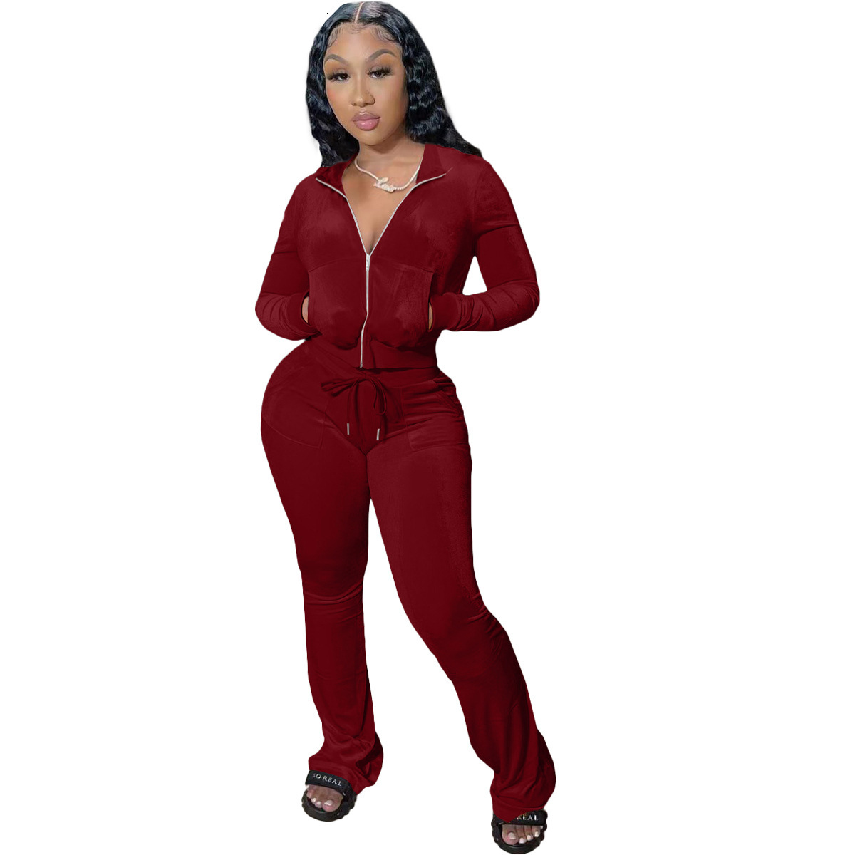 Womens Tracksuits Two Pieces Set 2025 New Autumn Winter Korean Velvet Leisure Sports Suit 8 Colours