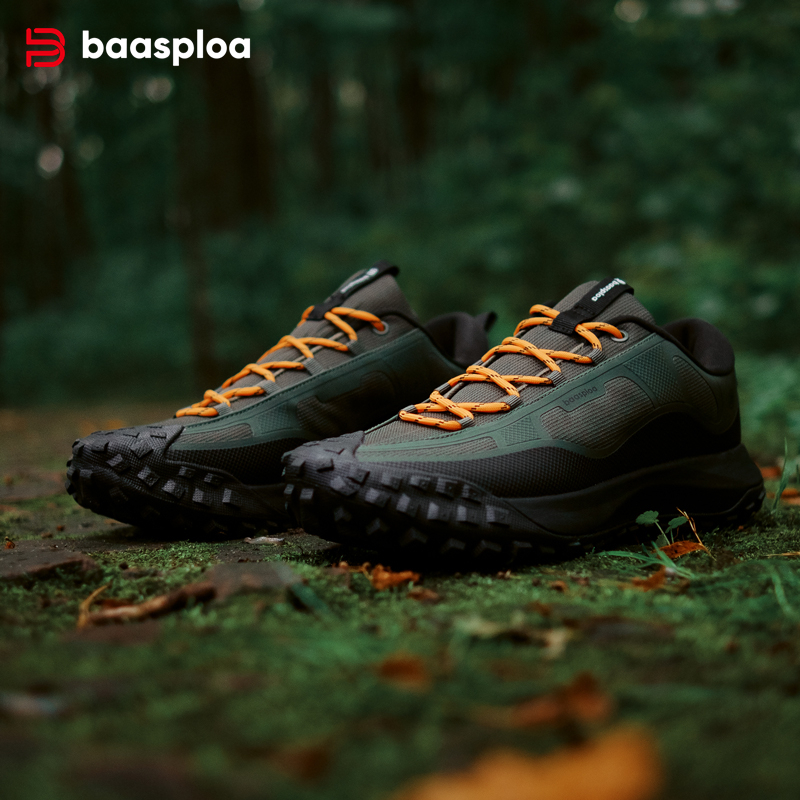 Baasploa Men Hiking Shoes Outdoor Walking Shoes Male Waterproof Camping Non Slip Sneakers