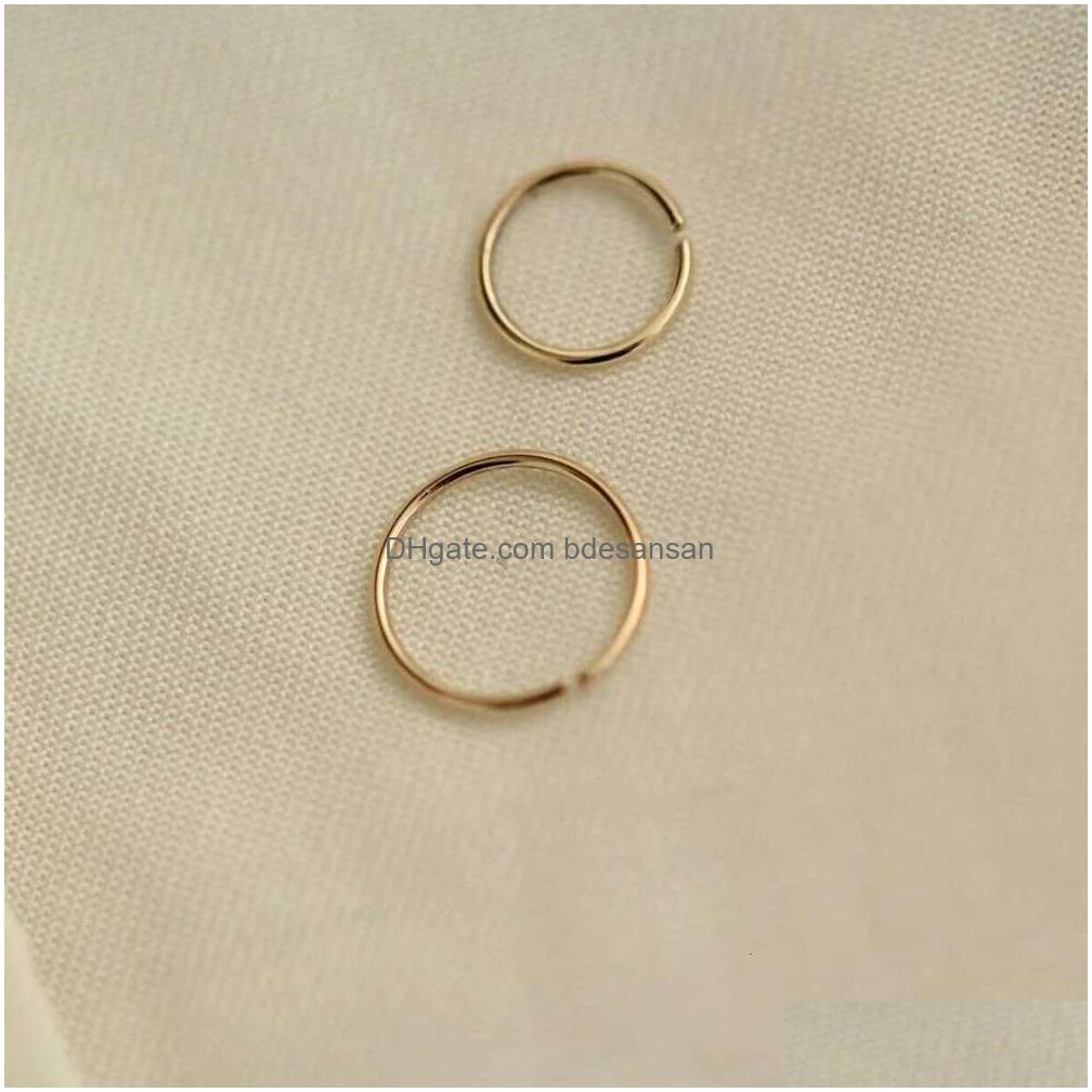 Nose Rings Studs Goldtutu 14K Gold Simple Hoop Ring For Men And Women Small Piercings Au585 Kj468 Drop Delivery Jewelry Body Dhf1H