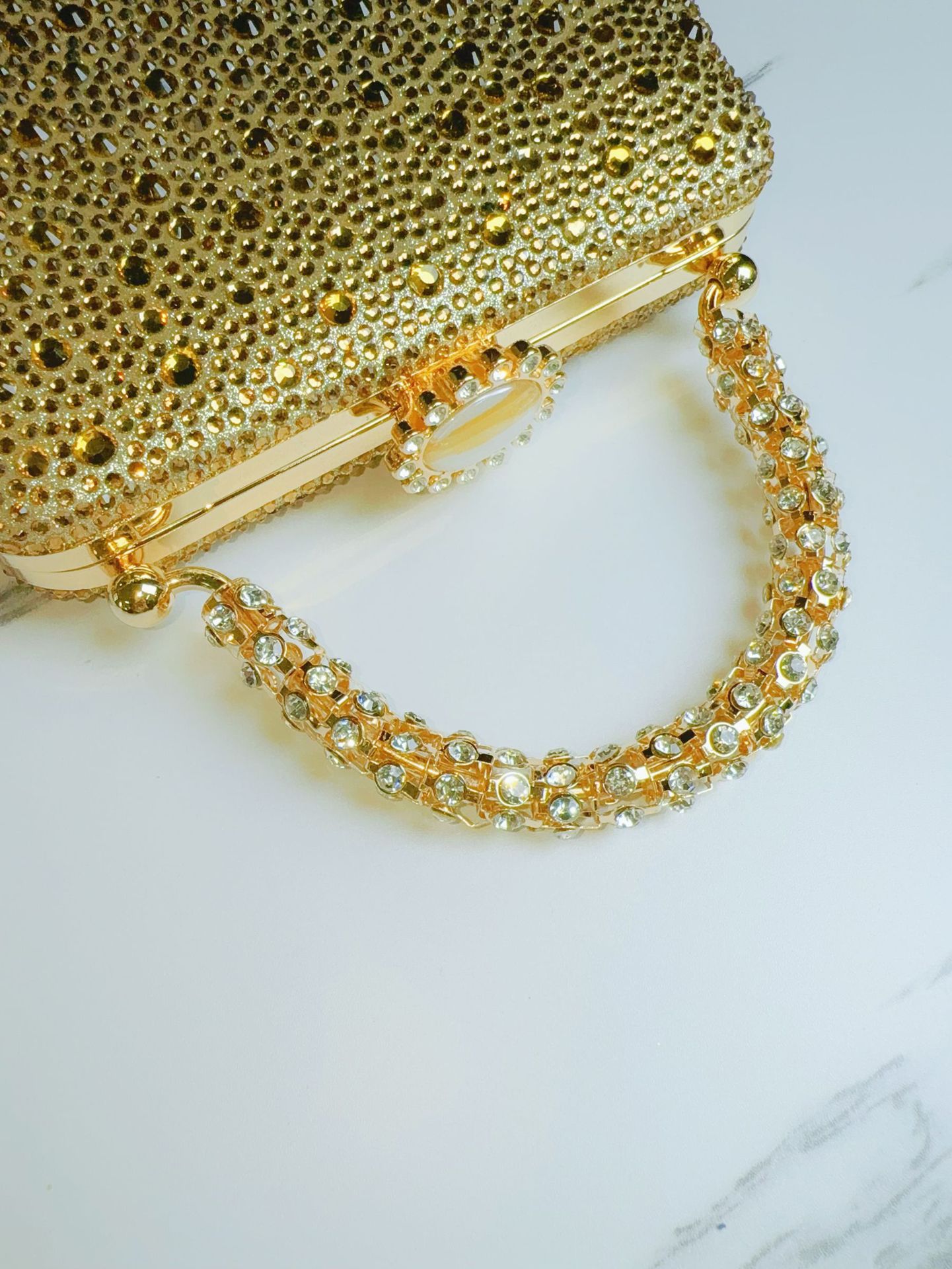 Female Champagne Peach Dia Women Clutches Minaudiere Bag Wedding tail Party Crystal Evening Bags Purses Handbag