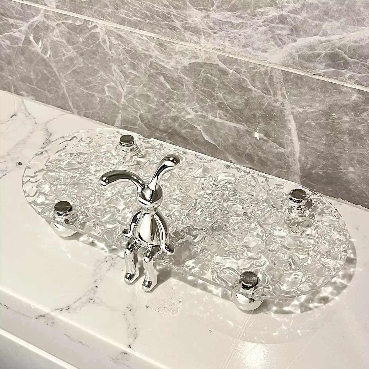 1 rabbit bathtub tray 2 acrylic washbasin trays waterproof storage tray He organization and storage Ro decoration Y250210