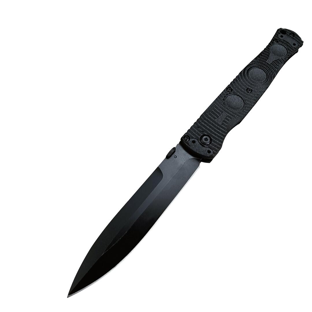 4Models 391 SOCP Folding Knife 4.56 D2 Black Cerakote Spear Point Plain Blade, CF-Elite Handles - 391BK