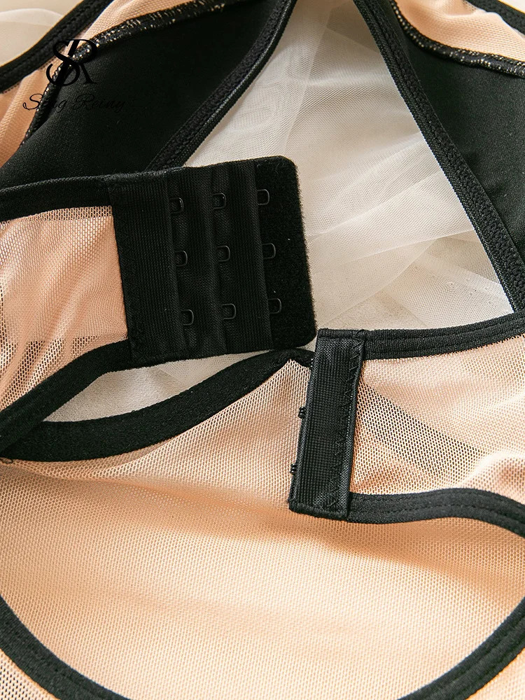 SINGREINY Halter Hollow Out PU Leather Playsuits Women Strapless Shapewear 2024 Fashion Patchwork Sheer Backless Sexy Bodysuits 250210