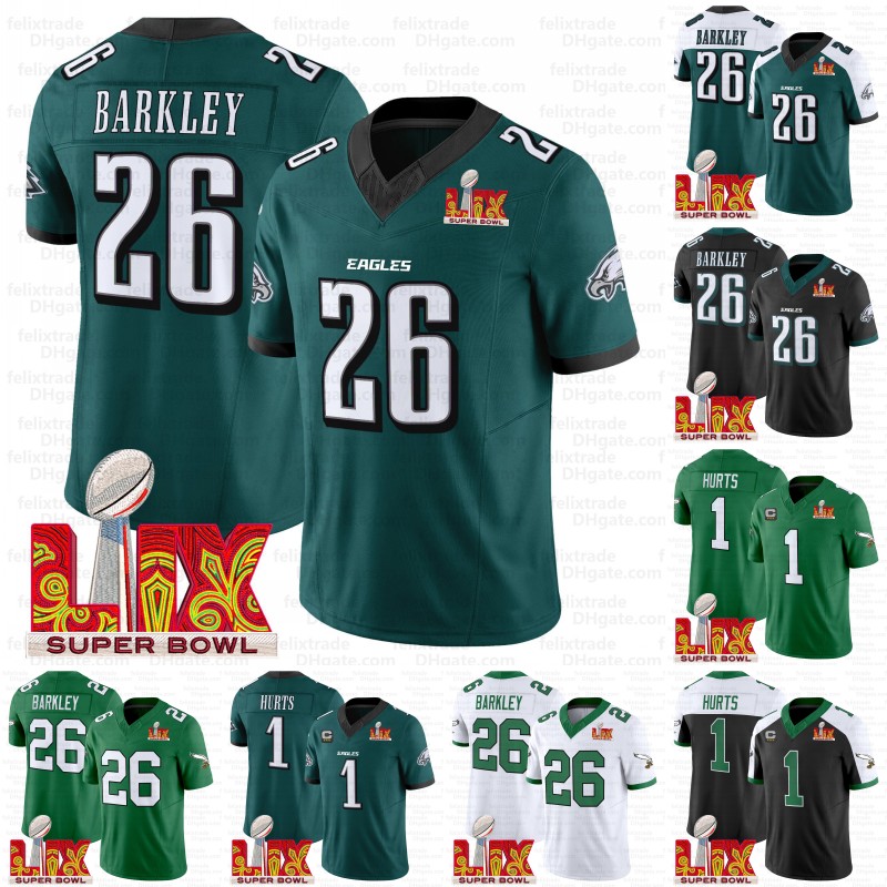 Eaglesjerseys 26 Saquon Barkley 2025 Super Bowl Football Jersey Jalen Hurts Cooper DeJean Brown Miles Sanders DeVonta Smith