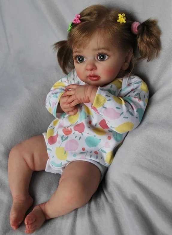 40CM Cute Reborn Baby Girl Doll Layla Lifelike 3D Painting with Veins Multiple Layers Gifts for Adults X250210