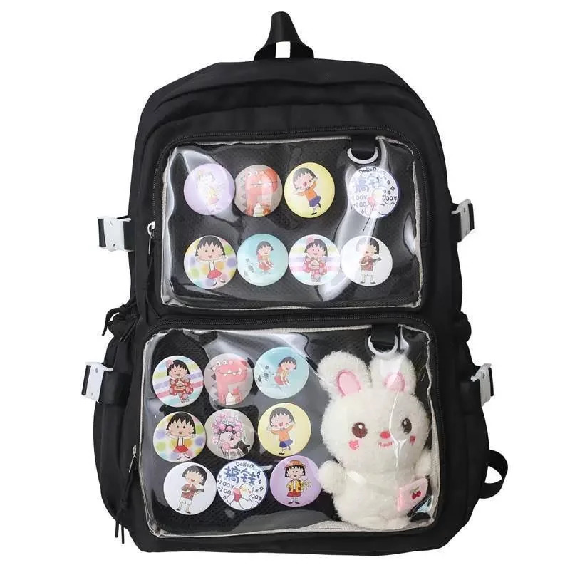 Japanese Kawaii Itabag Women 2024 Transparent Backpack Women Large Capacity Ita Backpack School Bags For College Student JK 250207ww