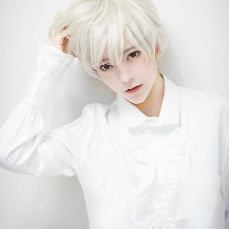 Wig Men and women animation cos fake hair white texture short hair fashion handsome mechanism headgearW250210