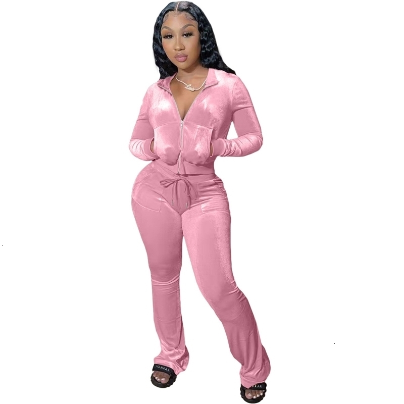 Womens Tracksuits Two Pieces Set 2025 New Autumn Winter Korean Velvet Leisure Sports Suit 8 Colours