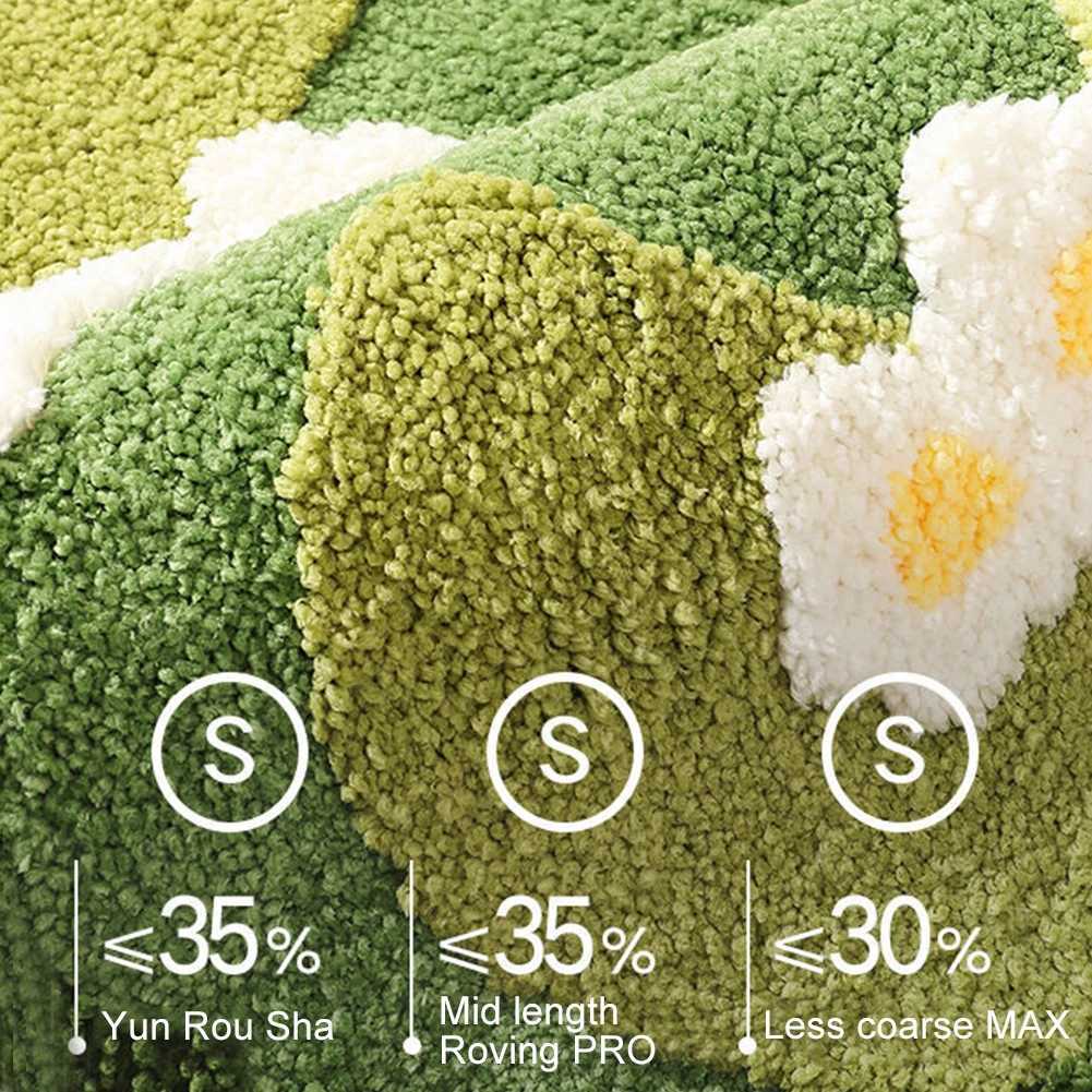 Green Forest Irregular Floor Mat Fluffy Moss Green Carpet Three-Dimensional Flocking Bedroom Rug Flocked Green Plush Bedroom Rug Y250210