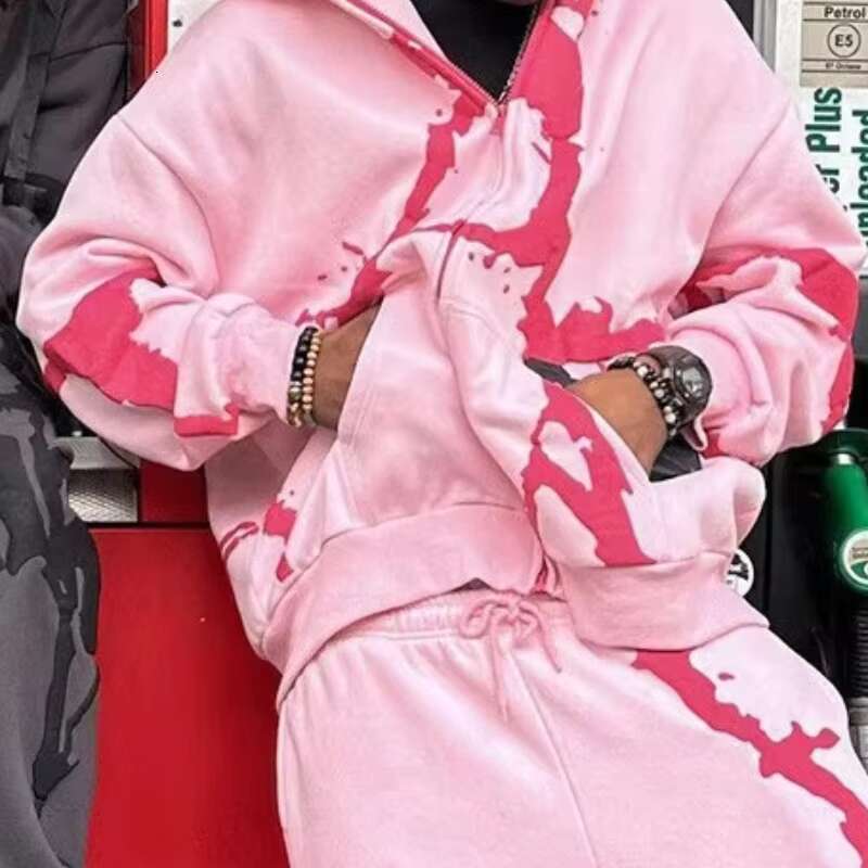 Men's Outerwear S-6Xl Foam Printing Hoodies Hip Hop Fashion Irregular Pattern Hoodie Pants Set Women Y2k Streetwear Skateboard Oversize Sweatshir