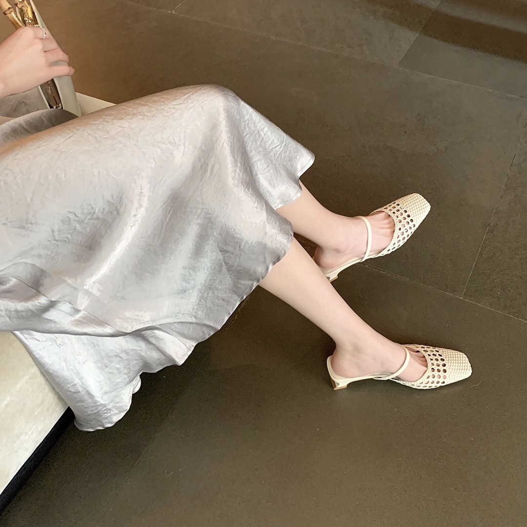 Women's Summer 2024 New Vintage Flat Mary-jane Shoes Fisherman Weave Roman Sandals Women 2443