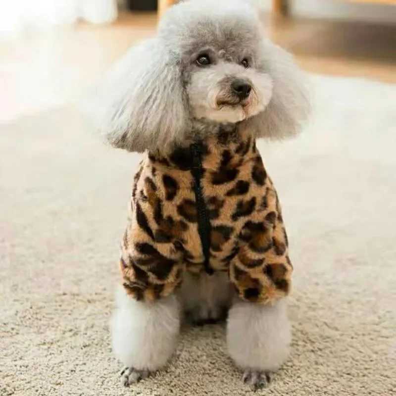Winter Warm Dogs Coat Leopard Print Small Breed Dogs Clothes Fancy Luxury Coats Puppy Female Schnauzer Pet Clothing Supplies X250210