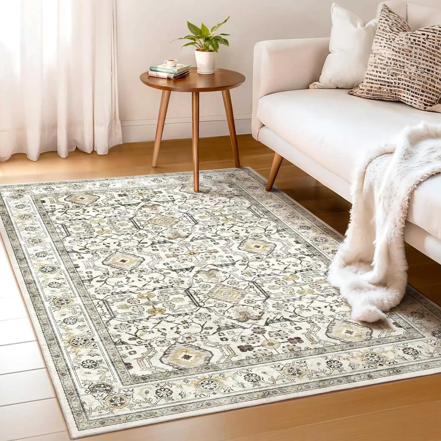 vikama Boho Area Rugs Machine Washable for Living Room BedroomNon-Slip Floor Carpet Indoor for Dining Room Bedroom Home Decor Y250210