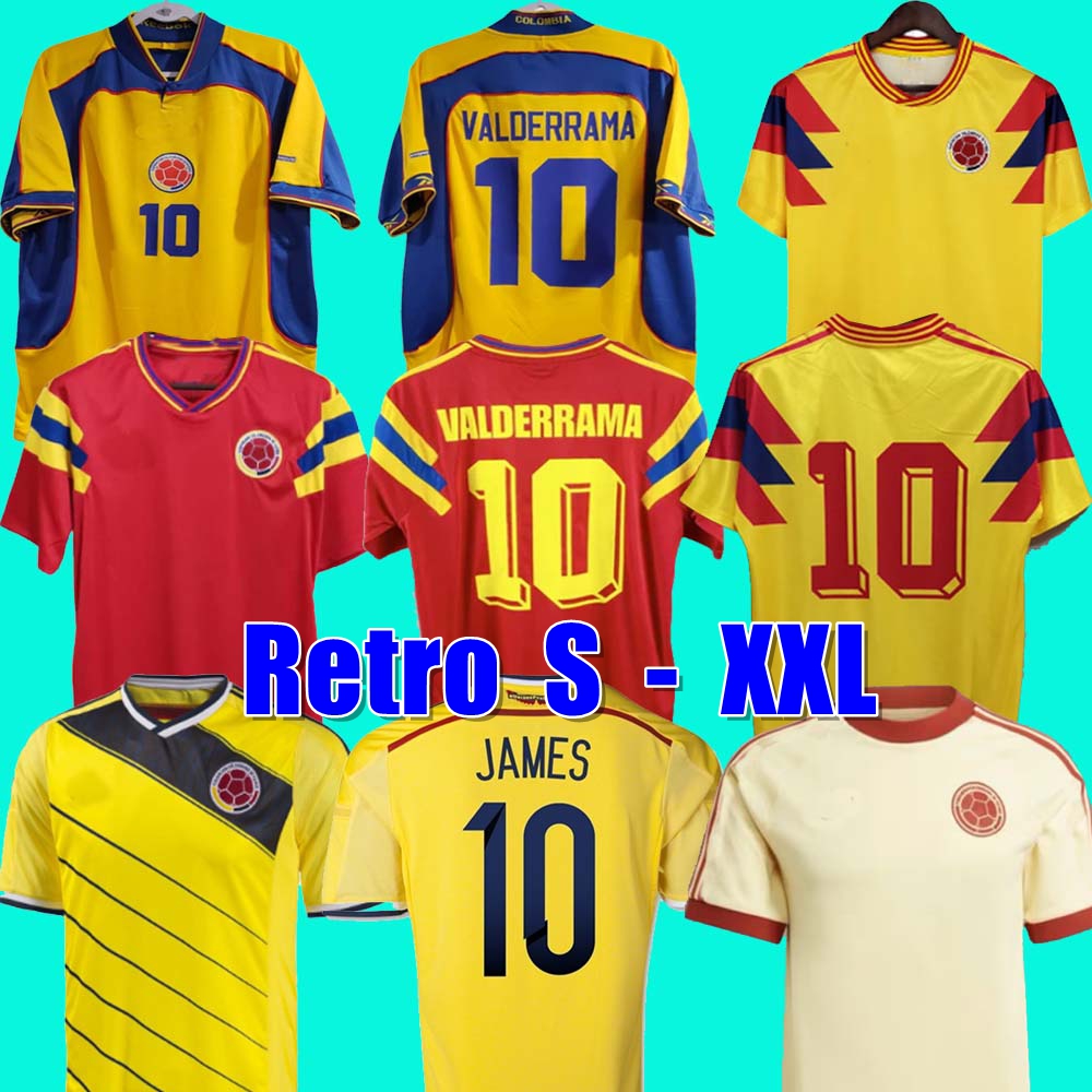 #10 Valderrama soccer jerseys Guerrero Colombia 1990 Retro classic commemorate antique Collection vintage home yellow football shirt 01 02 2014 JAMES FALCAO