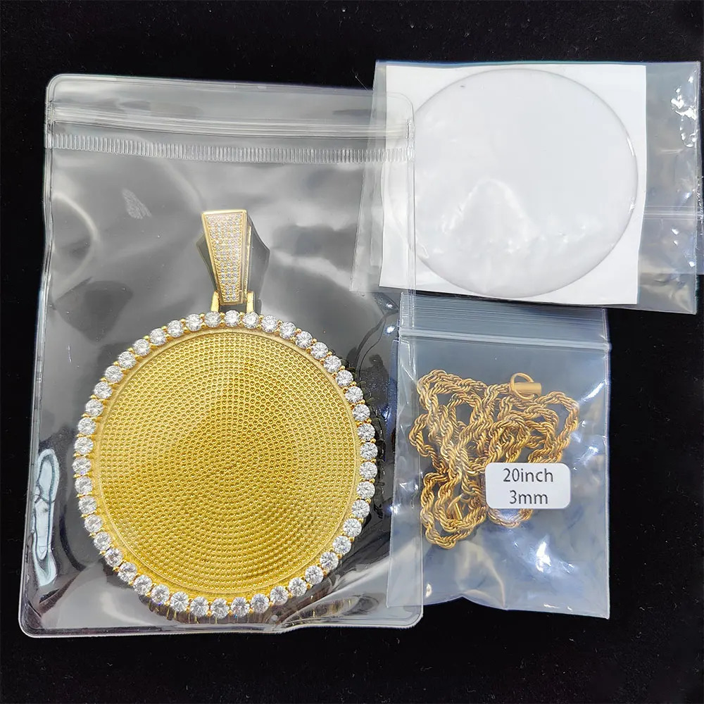 Hip Hop Jewelry Custom Blank Po Memory Biggest Pendant Men Women 18k Gold Plated Iced Out Zircon Diamond Picture Necklace 250210