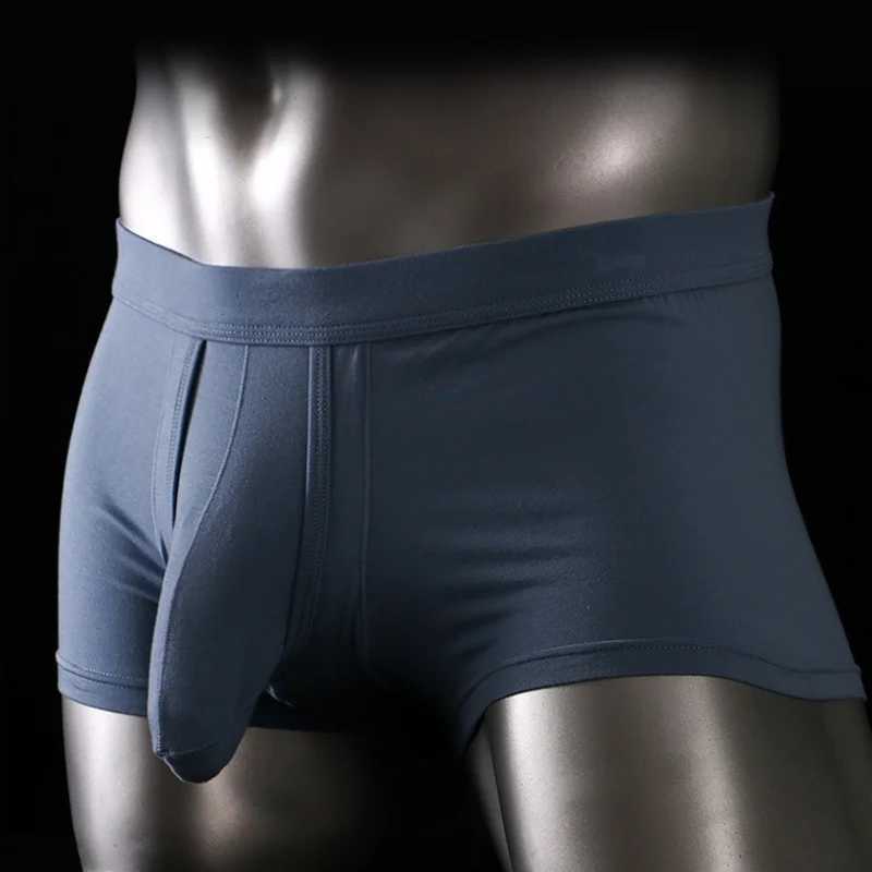 1PCS Men Underpant Elephant Nose Mid Waist Solid Color High Elastic Soft Stretchy Breathable Anti-septic Men Underpant Underwear W250210