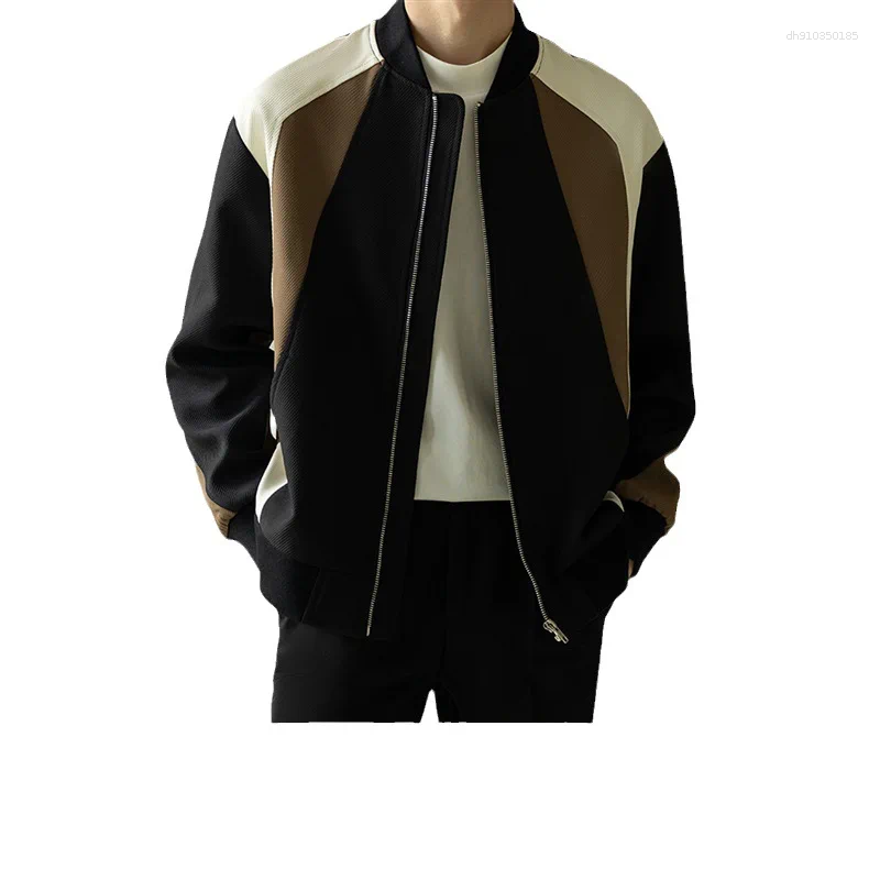 Men's Jackets American Versatile Casual Jacket Spring And Autumn Item Korean Version Light Mature Style Spliced Baseball Collar Top