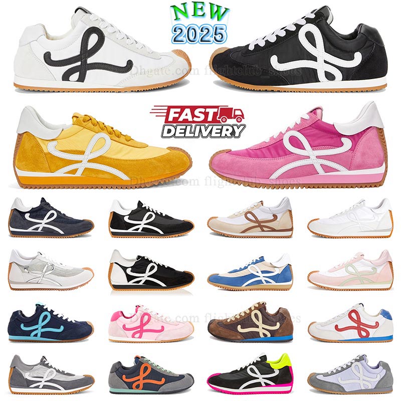 Designer Platform Sneakers Women Flow Runner Nylon Suede Lace Up Sneaker Ballet Runners Soft Upper frenum Canvas Spring Autumn Honey Rubber Wave Sole Sports Shoes