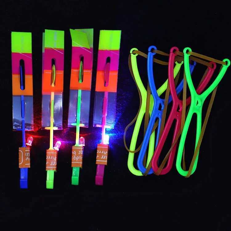 3/10Pcs Funny Luminous Slingshot Flying Arrow LED Light Up Flashing Dragonfly Glow for Kids Party Toys Gift To Brighten The Sky W250210