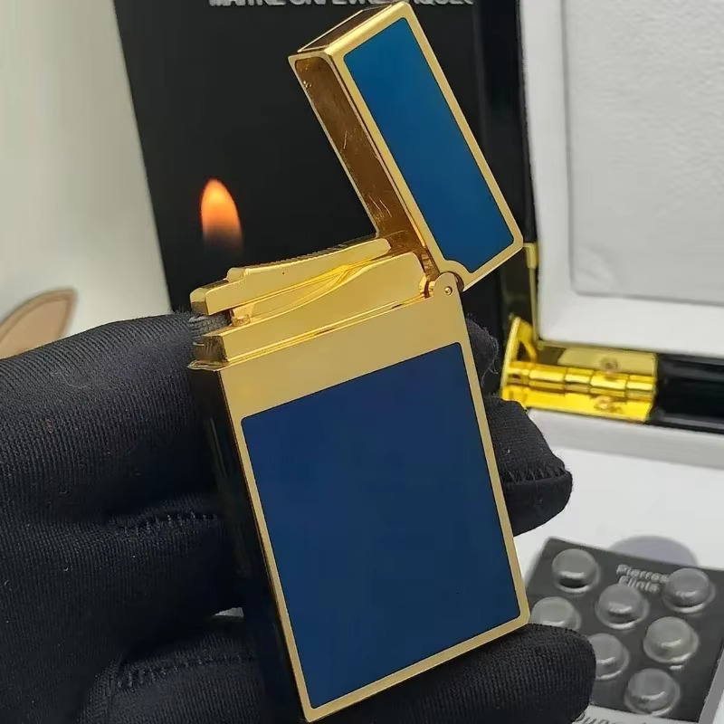Dupon Vintage Bright Sound Gas Brass Shell Grinding Wheel Ignition Iatable Lighter For Men Gift Box