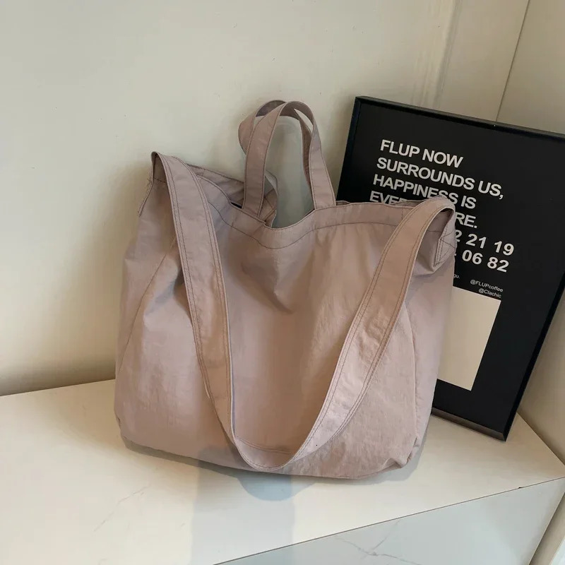 Solid Color Nylon Zipper Product Womens Tote Bag High Beauty Fashion Handbag Sweet Soft Versatile Shoulder Bag 250207