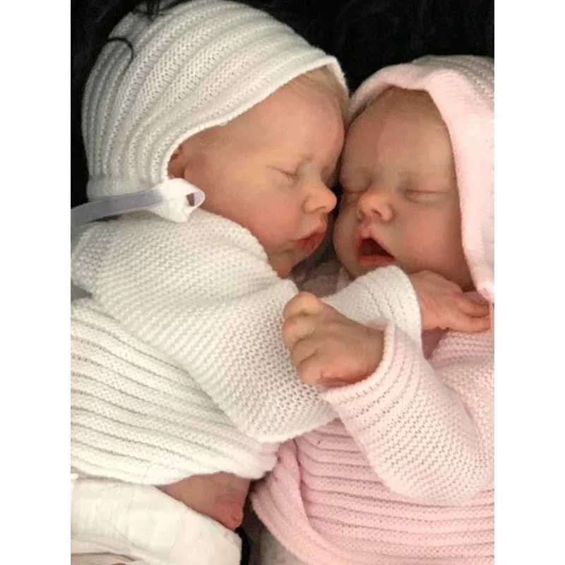 45CM Twins A/B Sleeping Reborn Baby Doll Already Painted Finished Newborn Baby Doll 3D Skin Visible Veins baby doll X250210