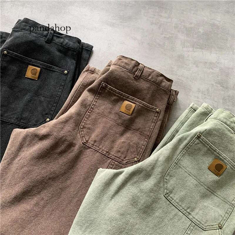 24Ss Men's Cargo Pants Retro Double Knee Logging Pants Washed Worn Out Trousers Carharttlies Pants Dbc