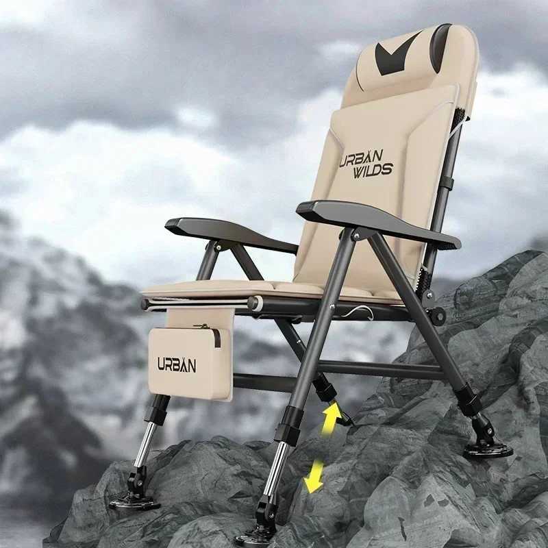 European lightweight folding fishing chair multifunctional tilted wild fishing chair all terrain tourism leisure chair X250210