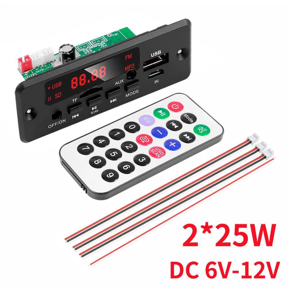 DC 12V 50W Amplifier Bluetooth 5.0 MP3 Player Decoder Board FM Radio TF USB 3.5mm AUX Module Bluetooth Receiver Car kit Audio