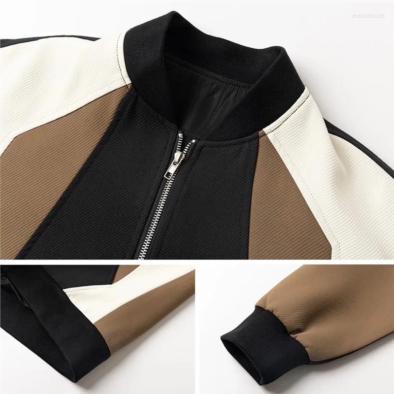 Men's Jackets American Versatile Casual Jacket Spring And Autumn Item Korean Version Light Mature Style Spliced Baseball Collar Top