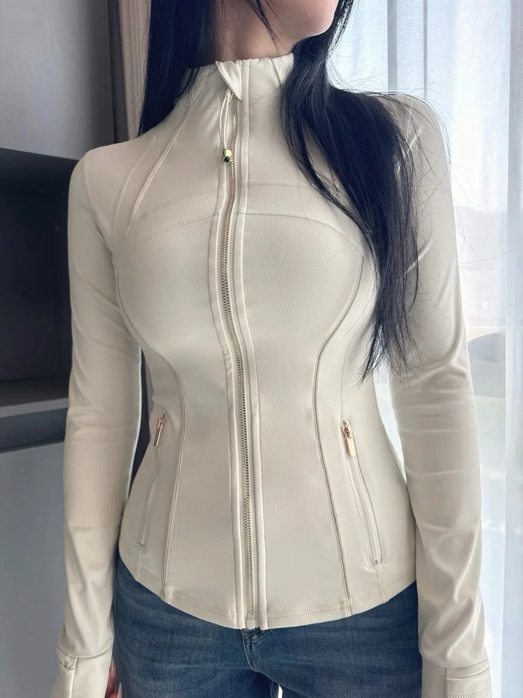 2025 Yoga Gold Cropped Zipper jackets Pants Shorts Women Workout Sport Coat yoga Jacket Activewear Solid Sweatshirt Sportwear Jackets gym set